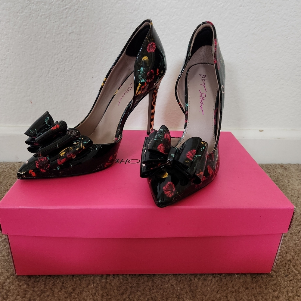 Betsey Johnson dark floral heels
